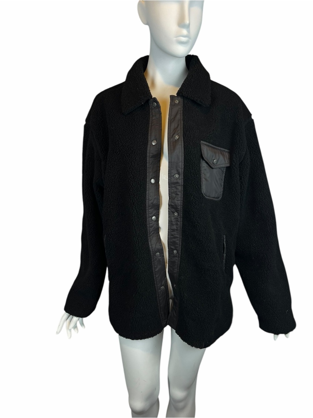 LIV Women's Black Cora Jacket Size XL Sherpa Insulating Pile Fleece Snaps NEW